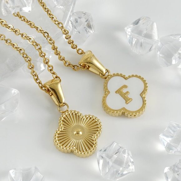 Personalized 14K Gold Plated Clover Initial Necklace - Dainty Women’s Jewelry - Picture 9 of 9